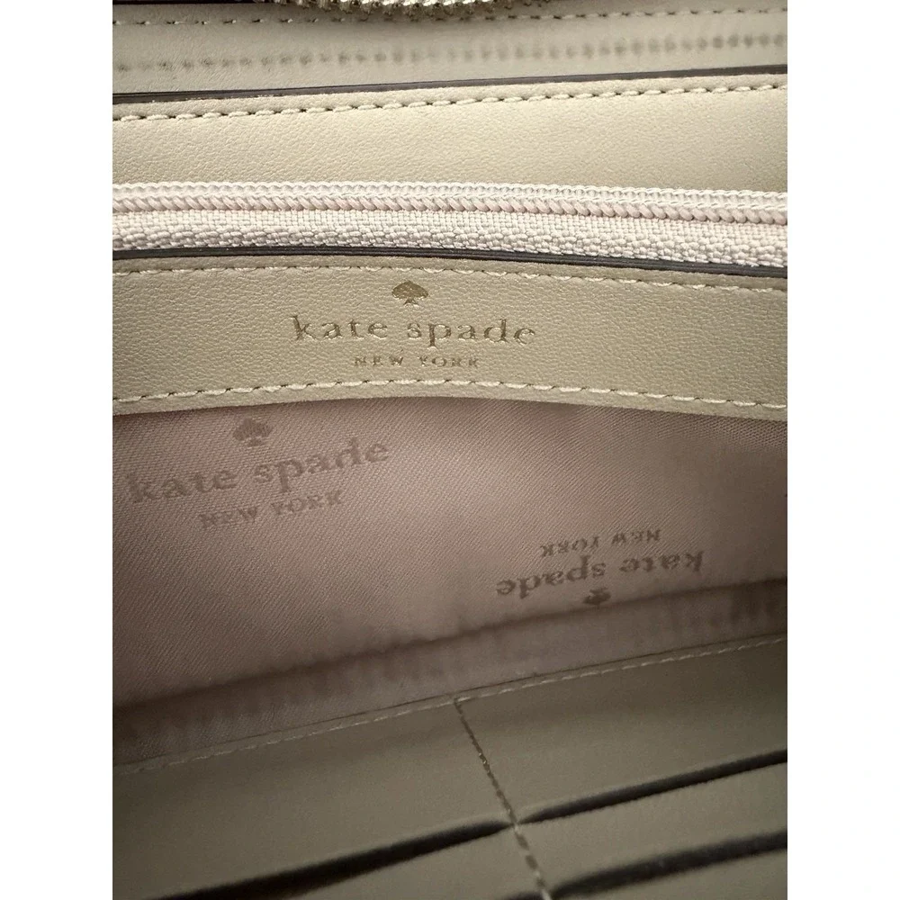 Kate Spade Large Leila Continental Wallet Warm Beige Leather Colorblock Classic